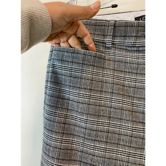 NWOT LOFT Plaid Gray High Rise Pants Trousers 8us Flare - Picture 13 of 15